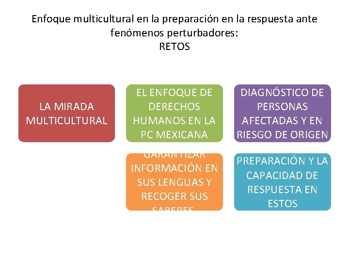 Enfoque multicultural en la preparación en la respuesta ante fenómenos perturbadores: RETOS LA MIRADA