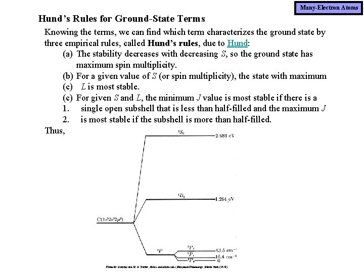 Many-Electron Atoms Hund’s Rules for Ground-State Terms Knowing the terms, we can find which