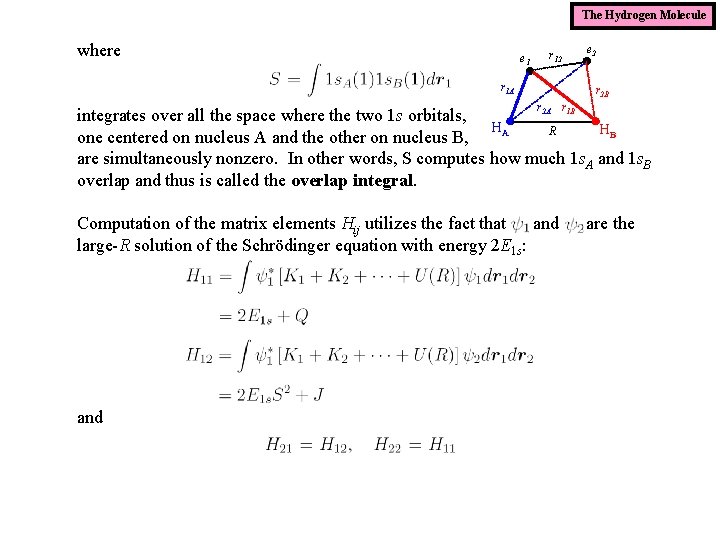 The Hydrogen Molecule where r 12 e 1 r 1 A e 2 r