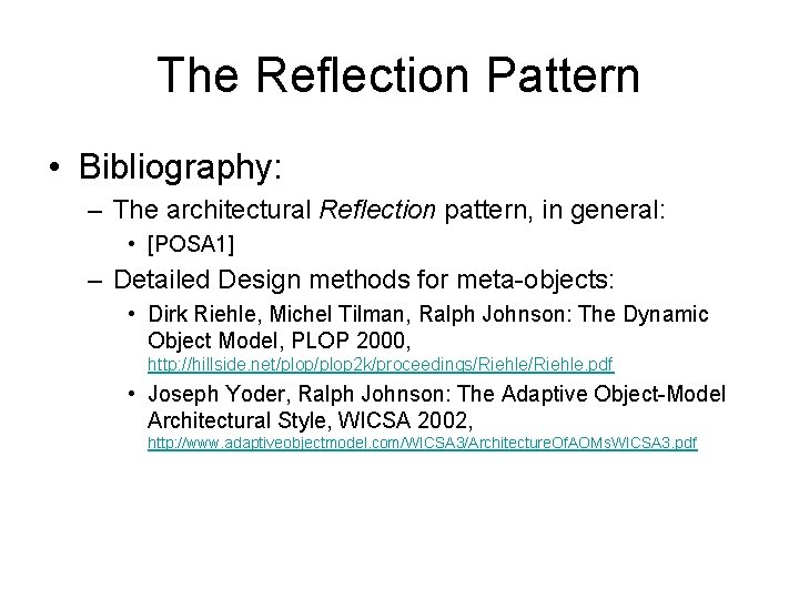 Reflection In Pattern Example Course contents Basic concepts What is software architecture