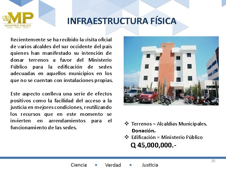 INFRAESTRUCTURA FÍSICA Recientemente se ha recibido la visita oficial de varios alcaldes del sur