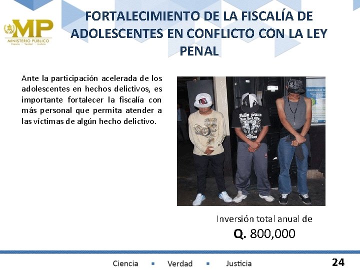 FORTALECIMIENTO DE LA FISCALÍA DE ADOLESCENTES EN CONFLICTO CON LA LEY PENAL Ante la