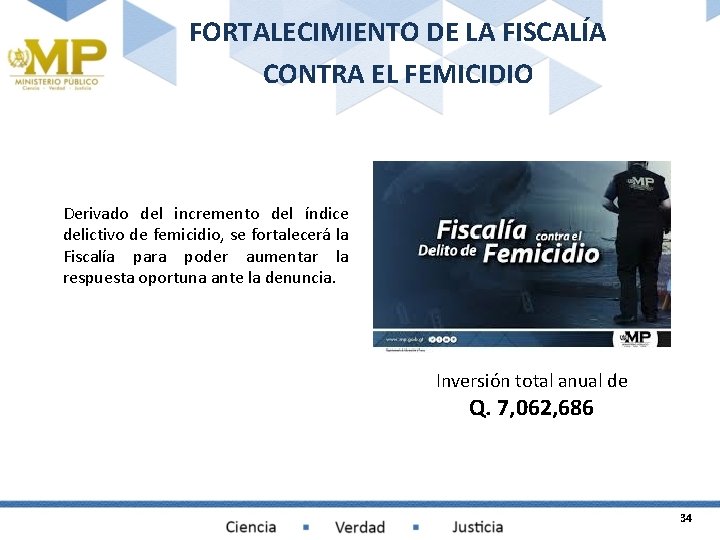 FORTALECIMIENTO DE LA FISCALÍA CONTRA EL FEMICIDIO Derivado del incremento del índice delictivo de