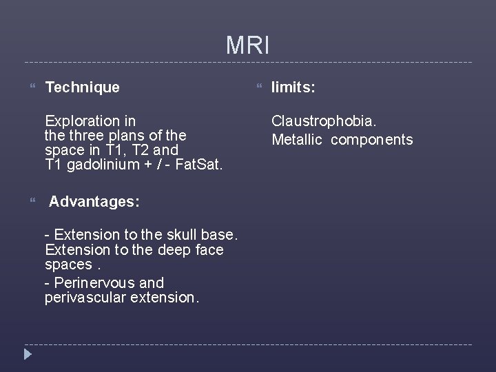 MRI Technique Exploration in the three plans of the space in T 1, T