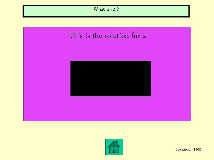 What is -2 ? This is the solution for x Equations, $100 