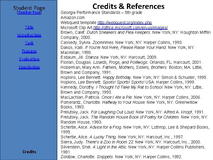 Student Page [Teacher Page] Title Introduction Task Process Evaluation Conclusion Credits & References Georgia