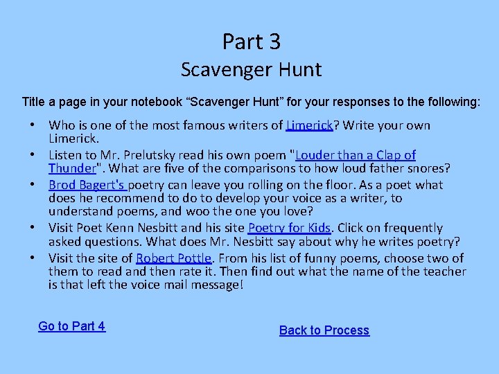 Part 3 Scavenger Hunt Title a page in your notebook “Scavenger Hunt” for your