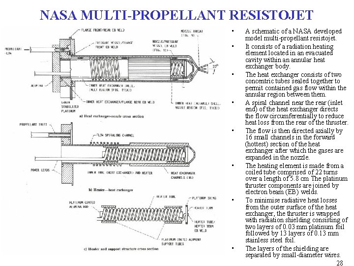 NASA MULTI-PROPELLANT RESISTOJET • • A schematic of a NASA developed model multi-propellant resistojet. NASA MULTI-PROPELLANT RESISTOJET • • A schematic of a NASA developed model multi-propellant resistojet.