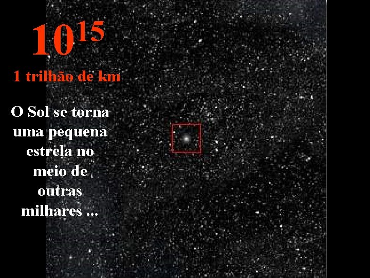 15 10 1 trilhão de km O Sol se torna uma pequena estrela no