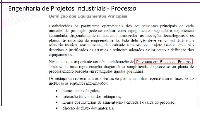 Engenharia de Projetos Industriais - Processo 