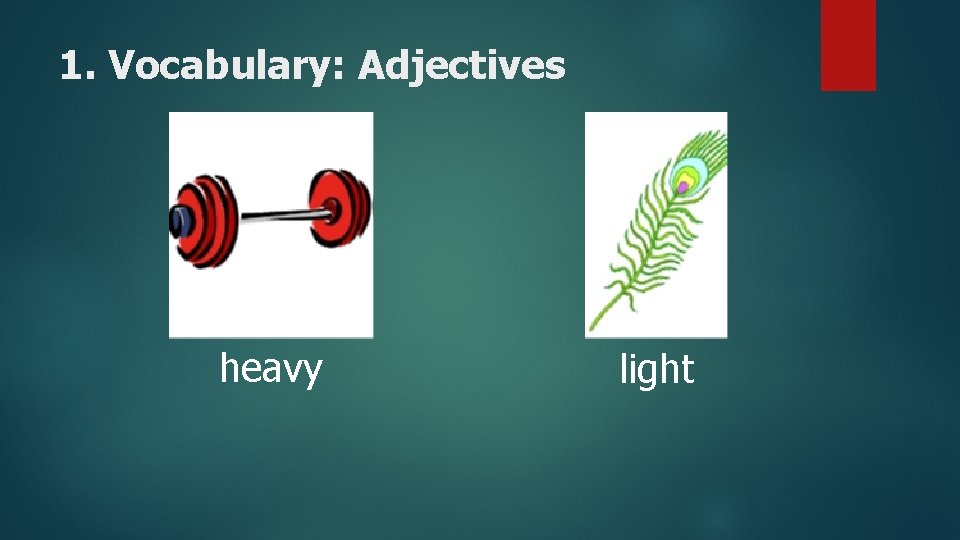 1. Vocabulary: Adjectives heavy light 