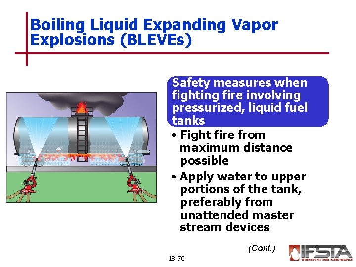 Boiling Liquid Expanding Vapor Explosions (BLEVEs) Safety measures when fighting fire involving pressurized, liquid