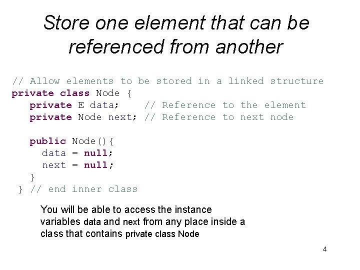 Store one element that can be referenced from another // Allow elements to be