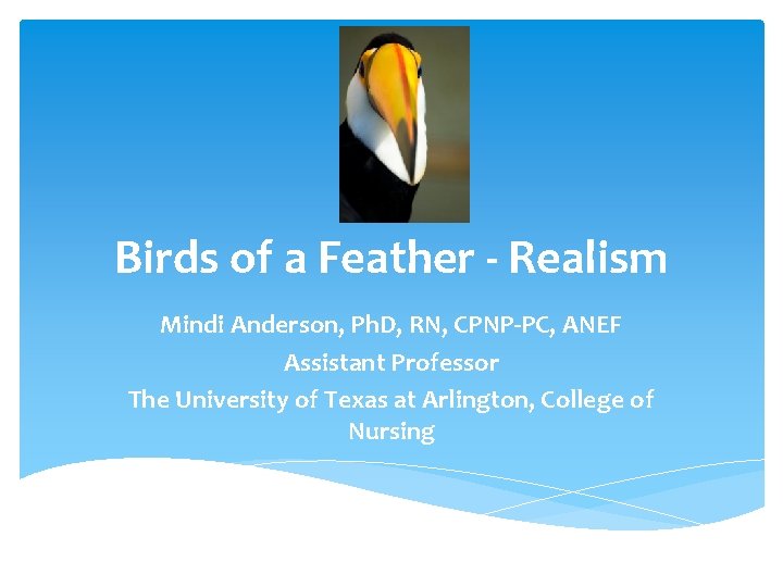 Birds of a Feather - Realism Mindi Anderson, Ph. D, RN, CPNP-PC, ANEF Assistant