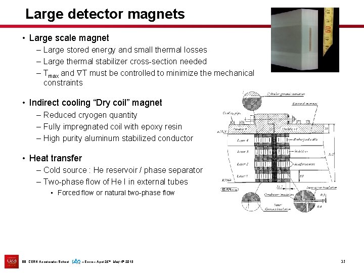 Large detector magnets • Large scale magnet – Large stored energy and small thermal