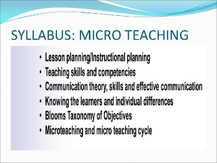 SYLLABUS: MICRO TEACHING 