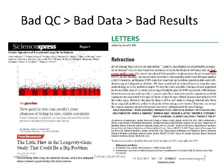 Bad QC > Bad Data > Bad Results June 2015 Durban, South Africa 4 Bad QC > Bad Data > Bad Results June 2015 Durban, South Africa 4
