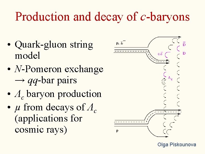 Production and decay of c-baryons • Quark-gluon string model • N-Pomeron exchange → qq-bar