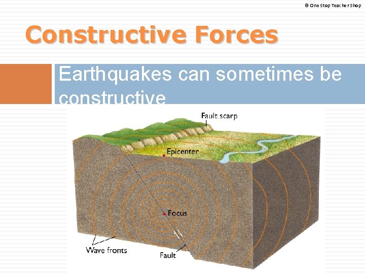 © One Stop Teacher Shop Constructive Forces Earthquakes can sometimes be constructive 