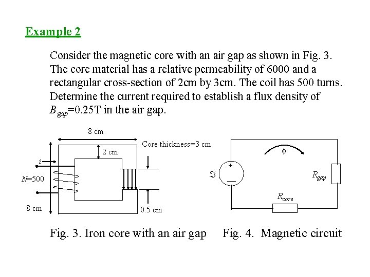 Example 2 Consider the magnetic core with an air gap as shown in Fig.