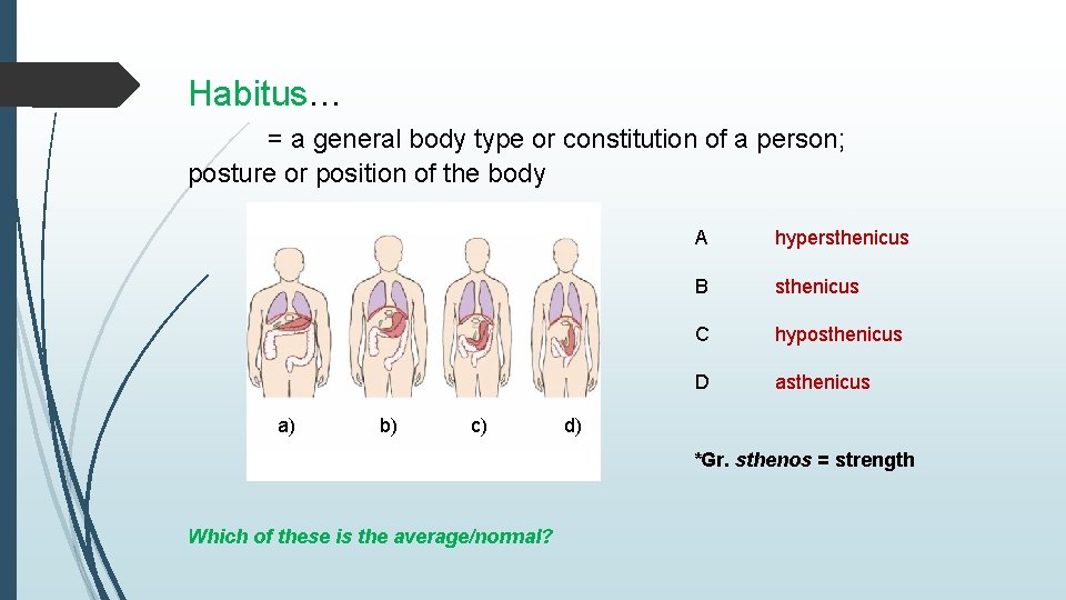 Habitus… = a general body type or constitution of a person; posture or position