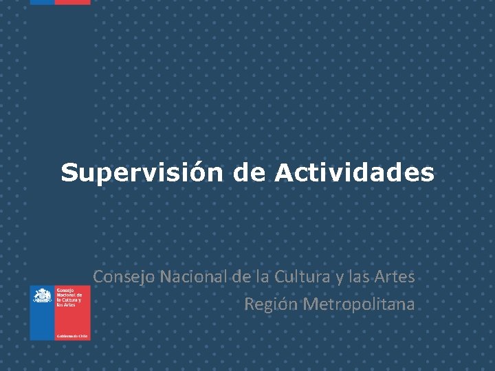 Supervisión de Actividades Consejo Nacional de la Cultura y las Artes Región Metropolitana 