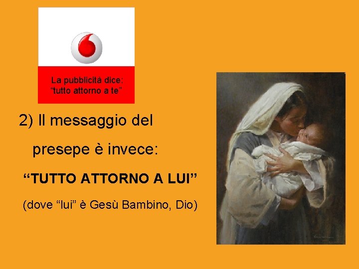 La pubblicità dice: “tutto attorno a te” 2) Il messaggio del presepe è invece: