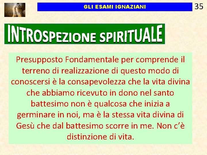 GLI ESAMI IGNAZIANI Presupposto Fondamentale per comprende il terreno di realizzazione di questo modo GLI ESAMI IGNAZIANI Presupposto Fondamentale per comprende il terreno di realizzazione di questo modo