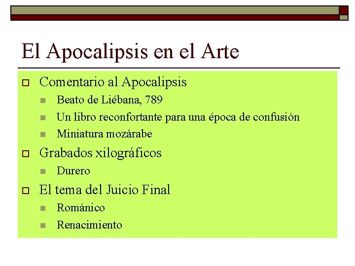 El Apocalipsis en el Arte o Comentario al Apocalipsis n n n o Grabados