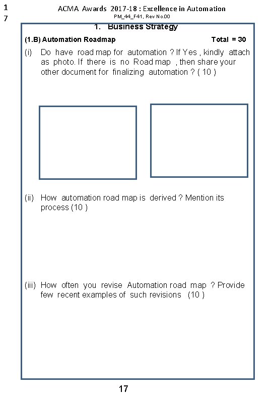 1 7 ACMA Awards 2017 -18 : Excellence in Automation PM_44_F 41, Rev No.