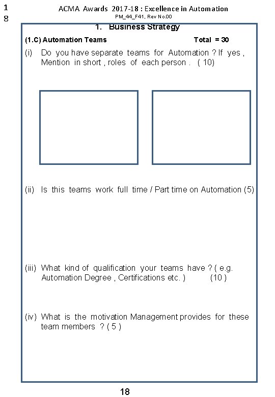 1 8 ACMA Awards 2017 -18 : Excellence in Automation PM_44_F 41, Rev No.
