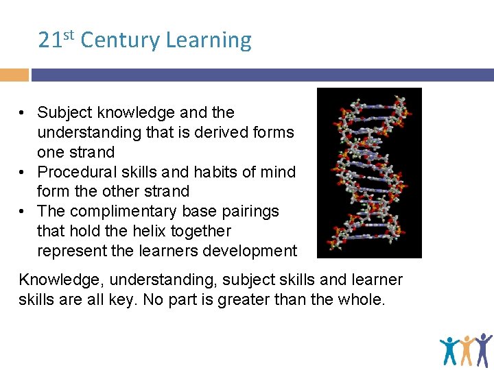21 st Century Learning • Subject knowledge and the understanding that is derived forms