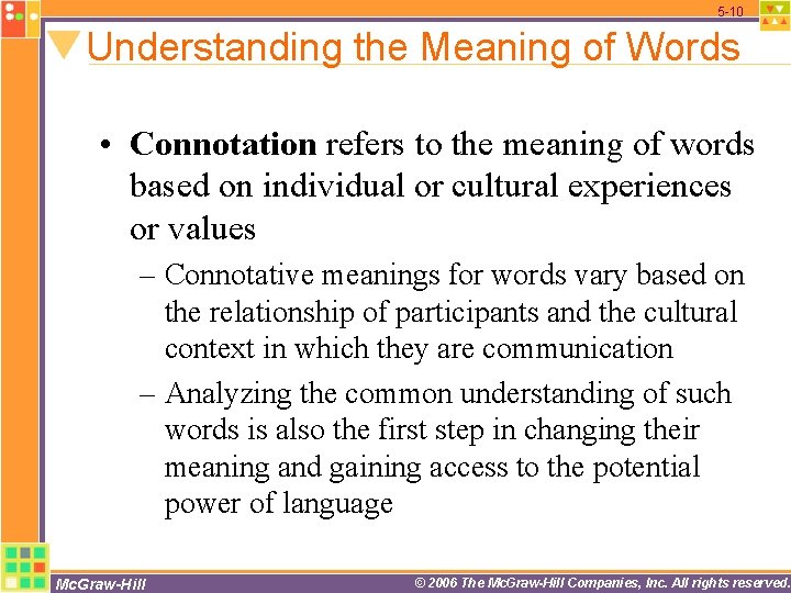 5 -10 Understanding the Meaning of Words • Connotation refers to the meaning of 5 -10 Understanding the Meaning of Words • Connotation refers to the meaning of