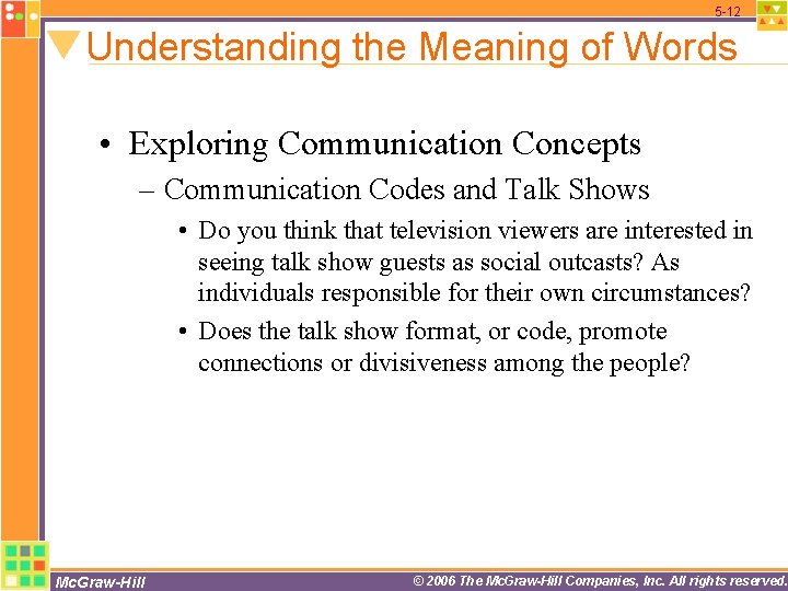 5 -12 Understanding the Meaning of Words • Exploring Communication Concepts – Communication Codes 5 -12 Understanding the Meaning of Words • Exploring Communication Concepts – Communication Codes