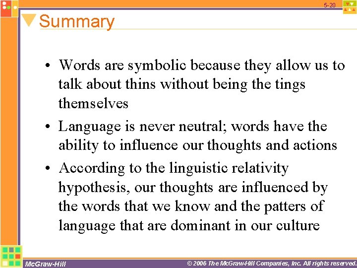 5 -20 Summary • Words are symbolic because they allow us to talk about 5 -20 Summary • Words are symbolic because they allow us to talk about