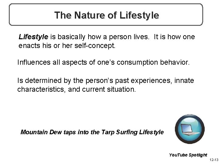 The Nature of Lifestyle is basically how a person lives. It is how one