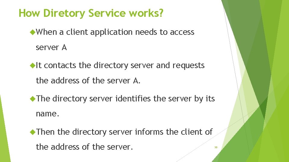How Diretory Service works? When a client application needs to access server A It