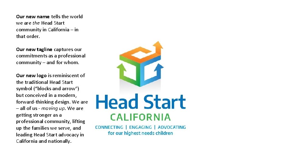 Our new name tells the world we are the Head Start community in California