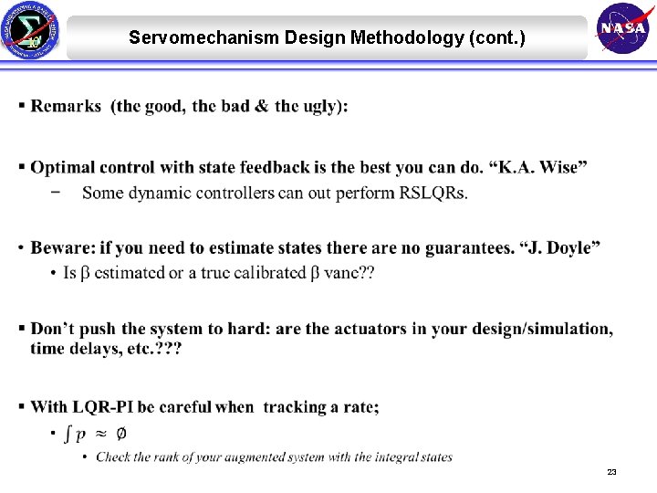 Servomechanism Design Methodology (cont. ) § 23 