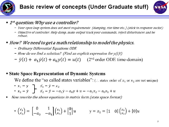 Basic review of concepts (Under Graduate stuff) § 7 