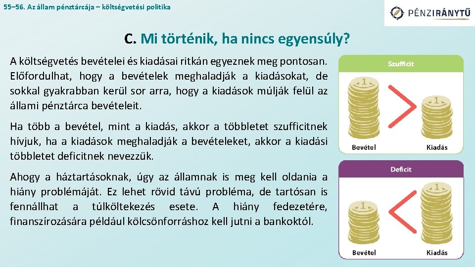 55– 56. Az állam pénztárcája – költségvetési politika C. Mi történik, ha nincs egyensúly?