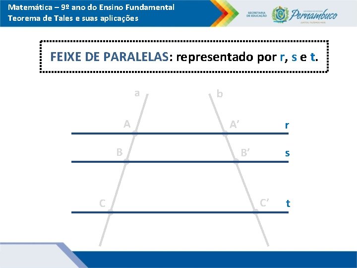 Matemática – 9º ano do Ensino Fundamental Teorema de Tales e suas aplicações FEIXE