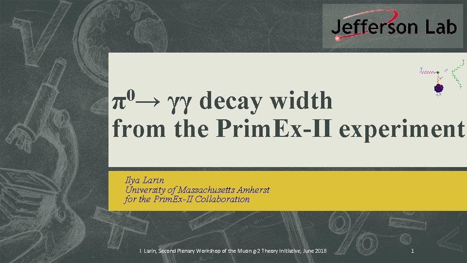 0 π→ γγ decay width from the Prim. Ex-II experiment Ilya Larin University of