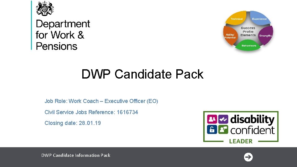 DWP Candidate Pack Job Role: Work Coach – Executive Officer (EO) Civil Service Jobs