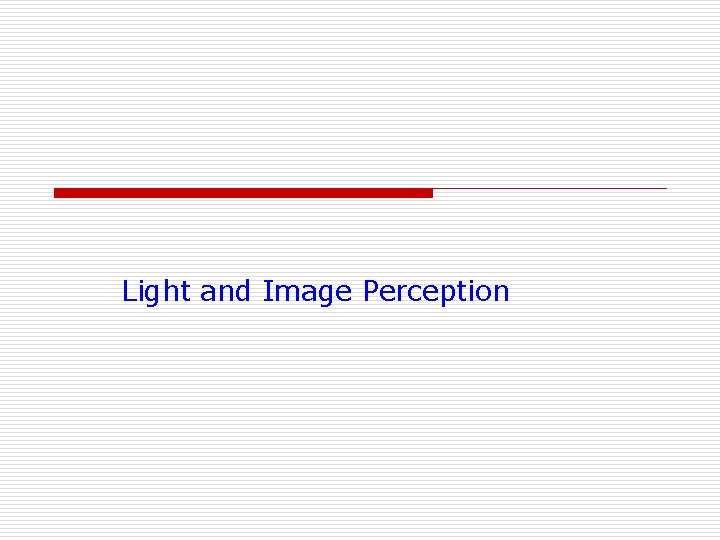 Light and Image Perception 