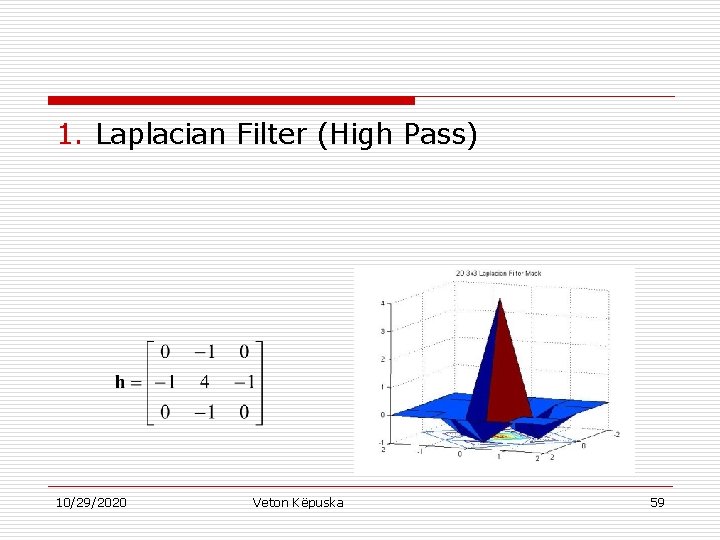 1. Laplacian Filter (High Pass) 10/29/2020 Veton Këpuska 59 