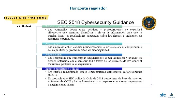 Horizonte regulador SEC 2018 Risk Programme 21 Feb 2018 15 