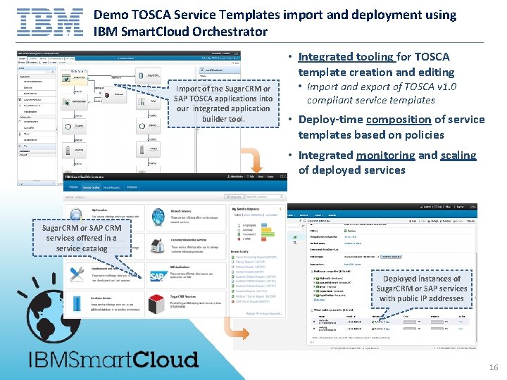 Demo TOSCA Service Templates import and deployment using IBM Smart. Cloud Orchestrator • Integrated