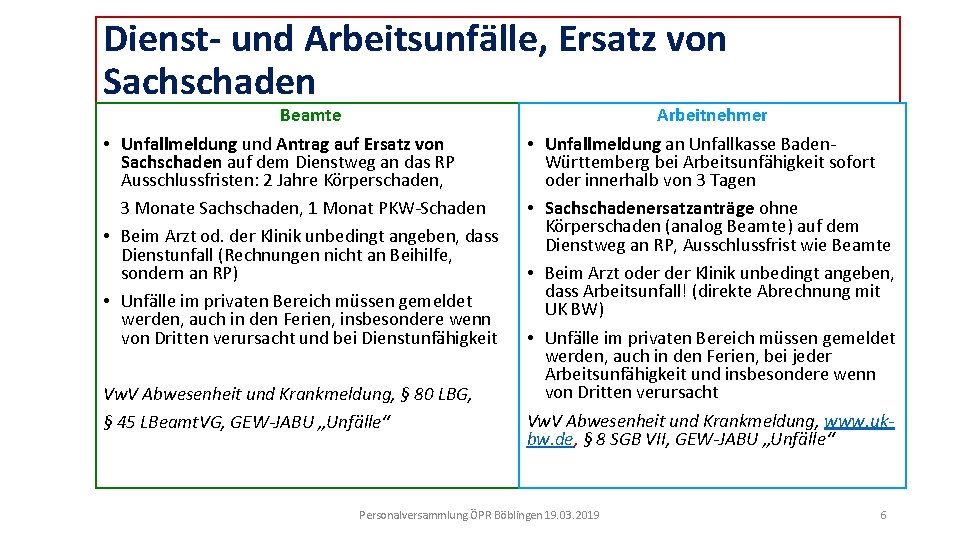 Dienst- und Arbeitsunfälle, Ersatz von Sachschaden Beamte • Unfallmeldung und Antrag auf Ersatz von