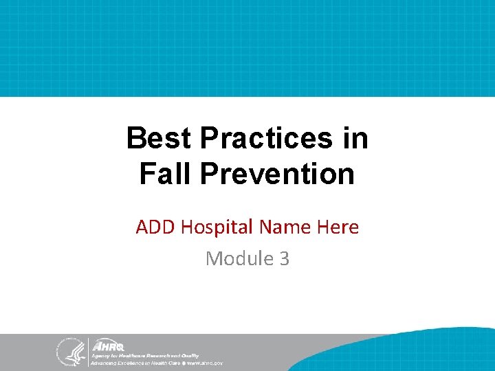 Best Practices in Fall Prevention ADD Hospital Name Here Module 3 